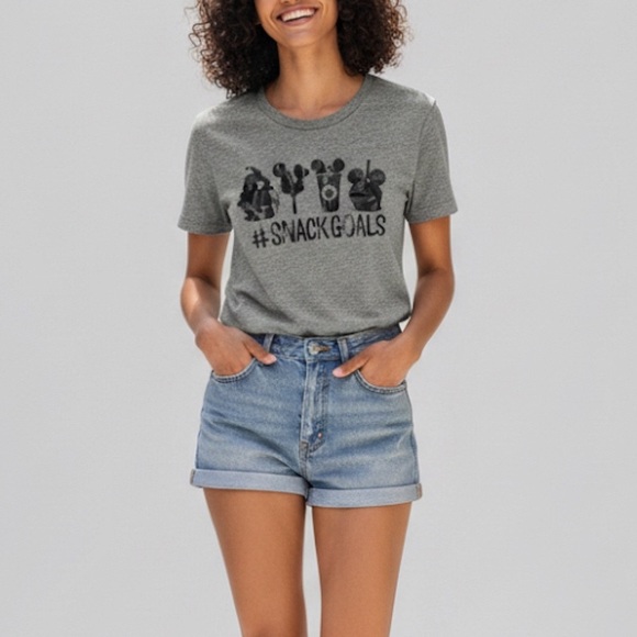 Bella Canvas Tops - Disney Snack Goals Graphic Tee Small Gray Dole Whip Mickey World Disneyland